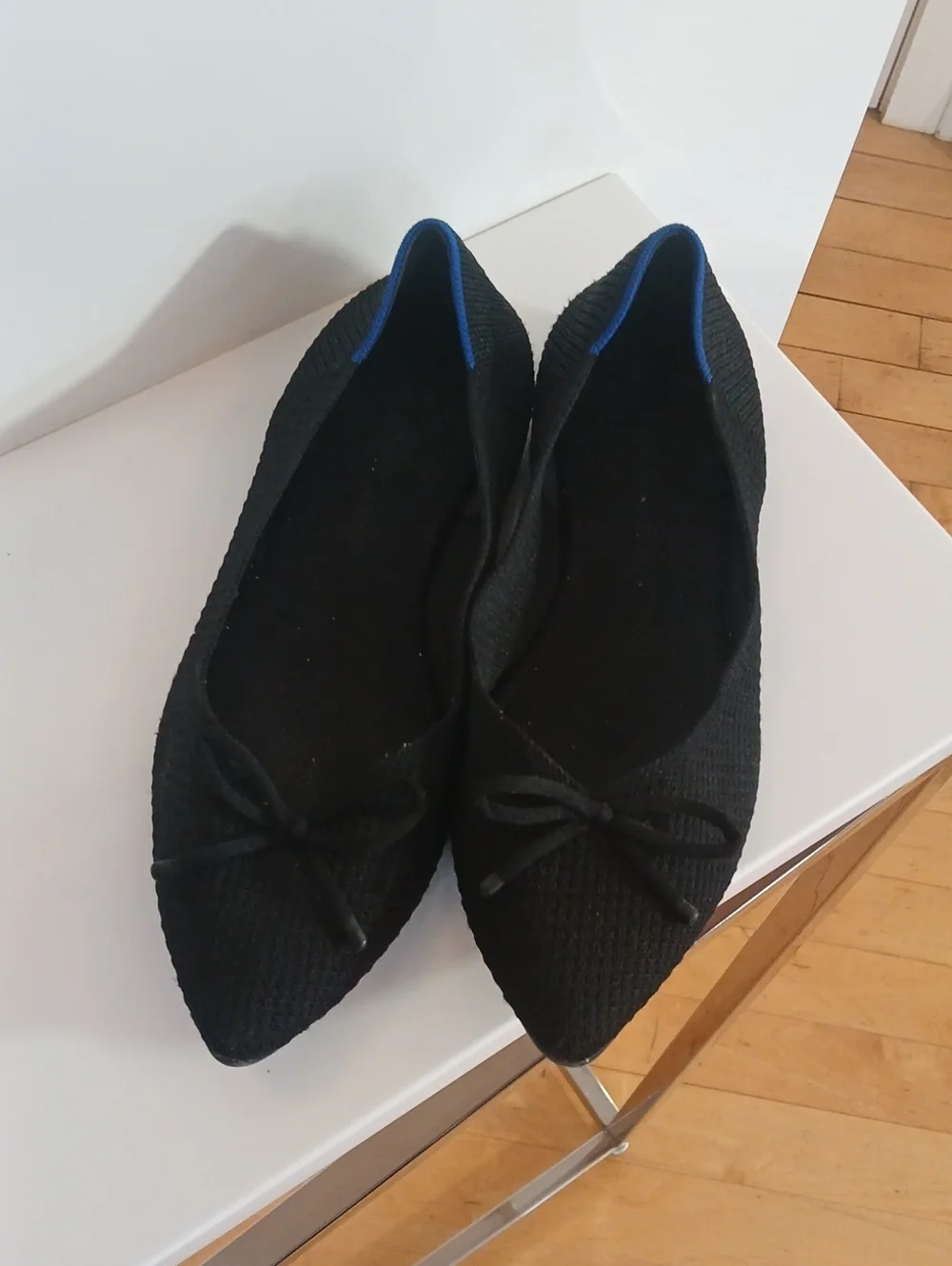 Rothy's Point Black Bow Tie Flats Size 10